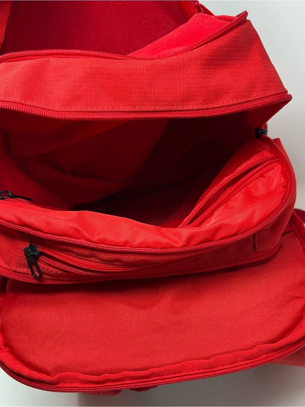 Nike Red Black Swoosh Backpack Athletic Sports School Gear Bookbag